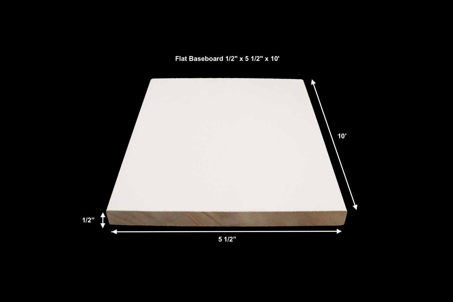 5 1/2" Flat Baseboard 1/2" x 5 1/2" x 10'