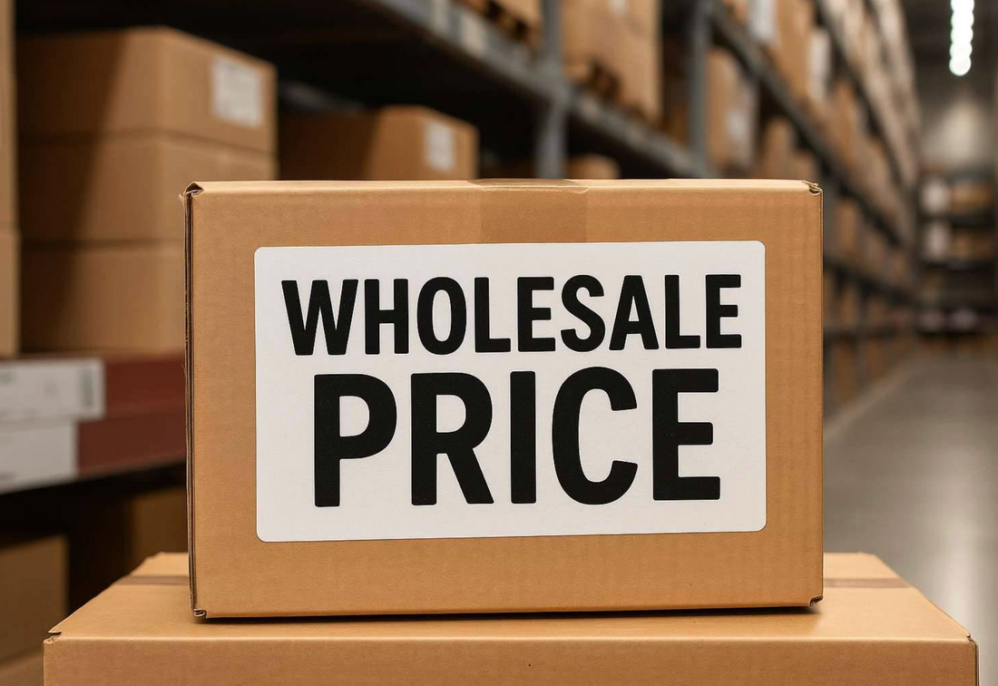 Wholesale flooring warehouse with stacked SPC vinyl flooring boxes