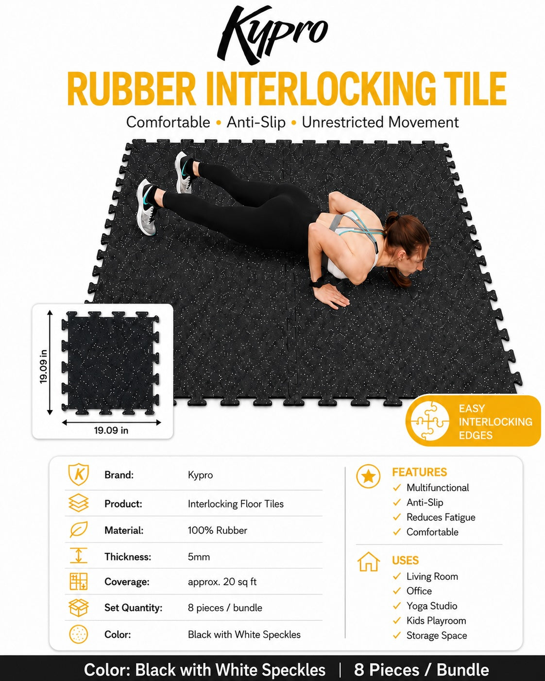 Kypro Rubber Gym Tiles 5mm