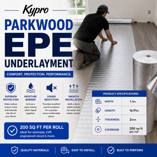 Parkwood EPE Flooring Installation Underlayment – 2.0 mm (Foil-Backed) 200 Sq.ft.