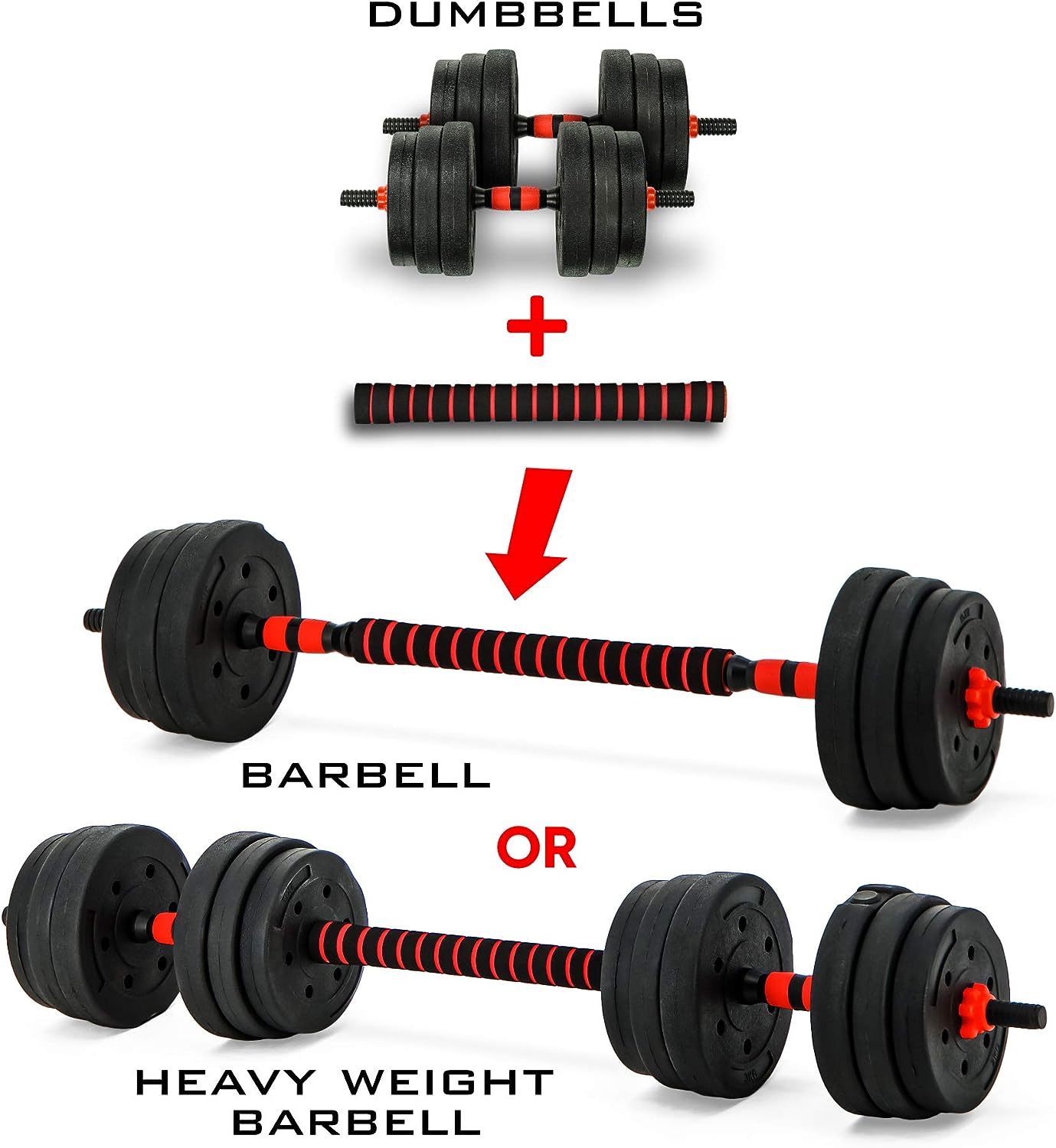 Adjustable Dumbbell, Barbell Set (44lbs)