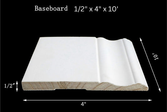 4" Colonial Baseboard 1/2" x 4" x 10'