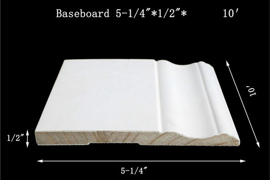 5 1/4" Colonial Baseboard 1/2" x 5 1/4" x 10'