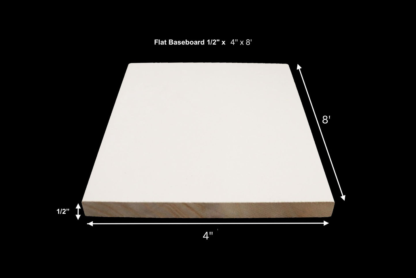 4" Flat Baseboard 1/2" x 4" x 8'