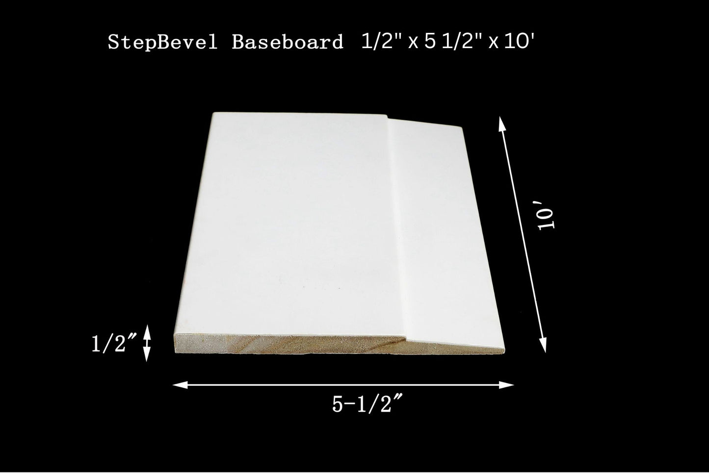 5 1/2" Step Bevel Baseboard 1/2" x 5 1/2" x 10'