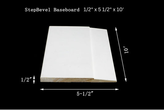 5 1/2" Step Bevel Baseboard 1/2" x 5 1/2" x 10'