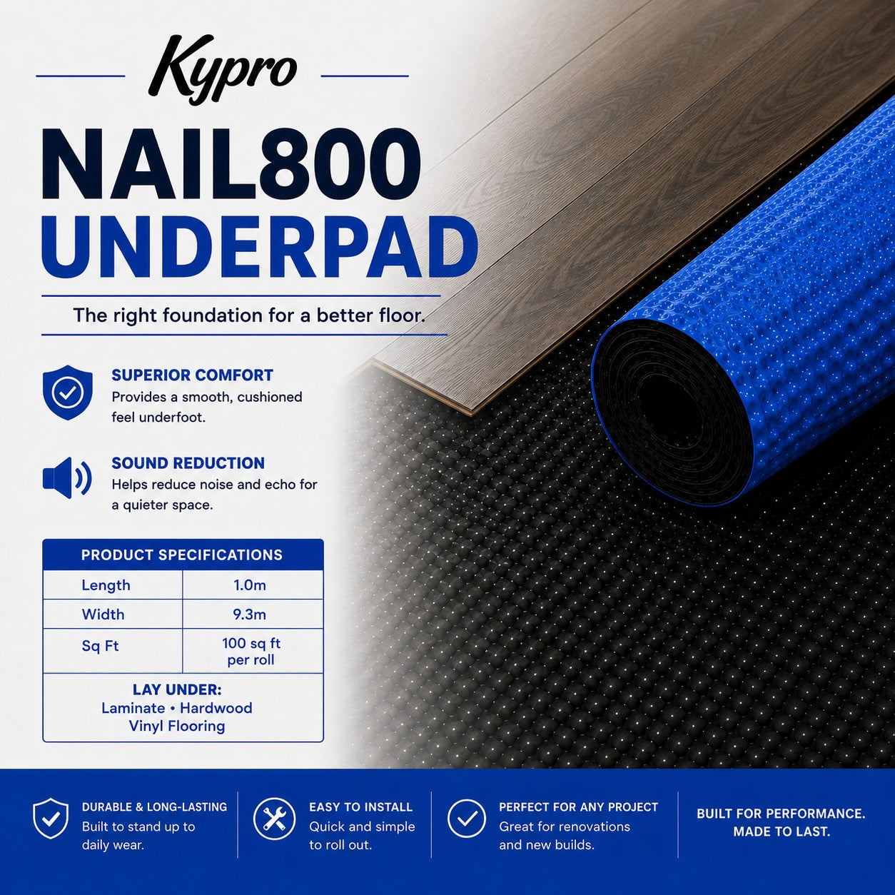 Nail800 Blue - Single Step Floor Underlayment