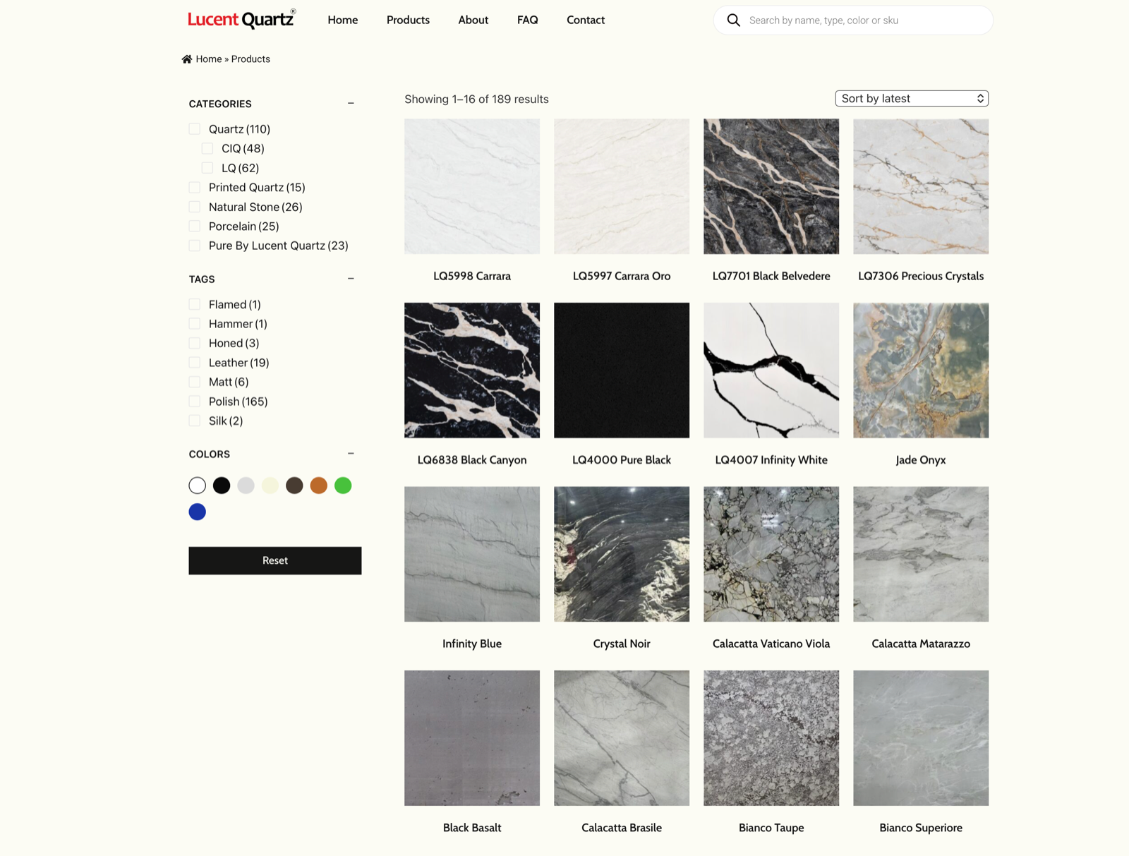 Lucent Quartz colour selection preview